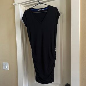 Athleta T-Shirt Black Midi Dress with Ruching